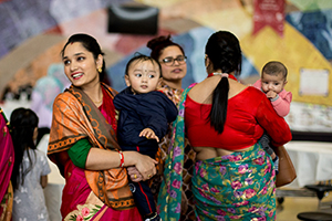 Father reading to baby